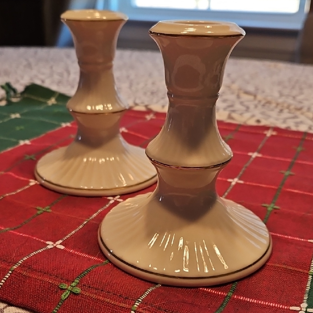 Lenox Elegant Cream Candle Holders